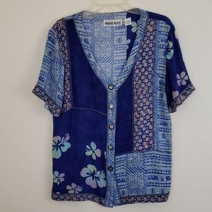 Mirror Image Batik Patchwork Top - S